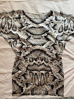 Twelfth Street by Cynthia Vincent 100% Silk Abstract Snake Print Batwing Mini L